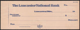 Vintage bank check THE LANCASTER NATIONAL BANK Lancaster Ohio unused n-mint