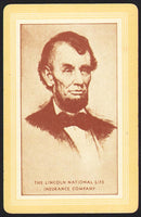 Vintage playing card THE LINCOLN NATIONAL LIFE INSURANCE yellow with his picture