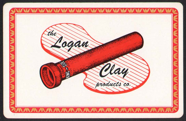 Vintage playing card THE LOGAN CLAY PRODUCTS CO clay pipe pictured Logan Ohio