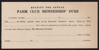 Vintage receipt THE MISSOURI FARMER Farm Club Membership Dues new old stock n-mint