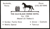 Vintage business card THE OLD BLACK HORSE HOTEL Reinholds Pennsylvania n-mint+
