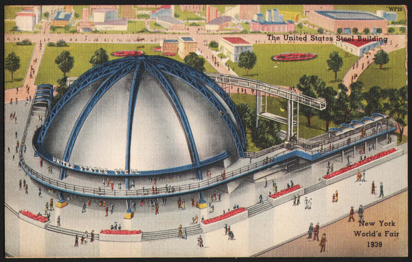 Vintage postcard THE UNITED STATES STEEL BUILDING at New York Worlds Fair 1939