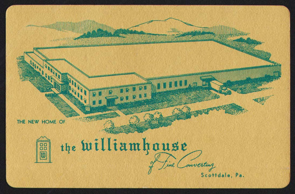 Vintage playing card THE WILLIAMHOUSE gold background Scottdale Pennsylvania