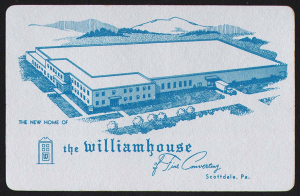 Vintage playing card THE WILLIAMHOUSE silver background Scottdale Pennsylvania