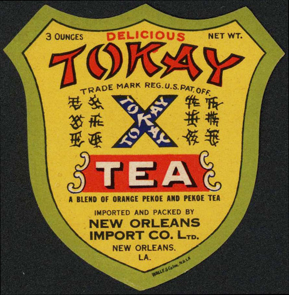 Vintage label TOKAY TEA die cut 3oz size New Orleans LA new old stock n-mint+