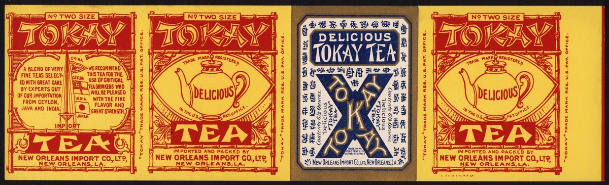 Vintage label TOKAY TEA No Two Size oriental graphics New Orleans Loui ...