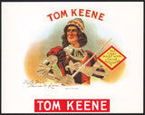 Vintage label TOM KEENE cigar box inner knight pictured embossed unused n-mint+