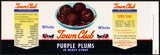 Vintage label TOWN CLUB Purple Plums carriage Lagomarcino Grupe Burlington Iowa
