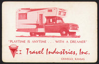 Vintage playing card TRAVEL INDUSTRIES Dreamer pickup camper red Oswego Kansas