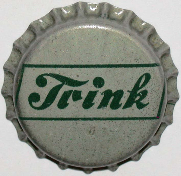 Vintage soda pop bottle cap TRINK green on silver cork lined unused new old stock
