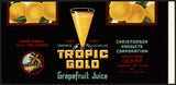 Vintage label TROPIC GOLD Grapefruit Juice #3 Weslaco Texas new old stock n-mint
