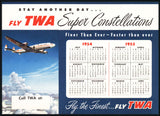 Vintage calendar TWA Super Constellation plane pictured 1954 1955 unused n-mint+