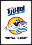 Vintage playing card TY-D-BOL Toilet Cleaner man in speedboat pictured Royal Flush