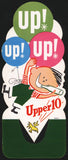 Vintage sign UPPER 10 soda pop bottle topper die cut boy and balloons n-mint