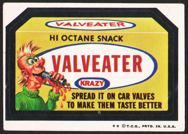 Vintage Topps Wacky Packages original sticker tan back VALVEATER Hi Octane Snack