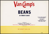 Vintage label VAN CAMPS Beans Stokely Indianapolis Indiana new old stock n-mint+