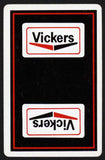 Vintage single playing card VICKERS gas oil black white and red chevron logo