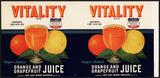 Vintage label VITALITY Orange Grapefruit Juice #1 Dade City Florida unused n-mint
