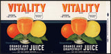 Vintage label VITALITY Orange Grapefruit Juice #3 Dade City Florida unused n-mint