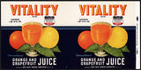 Vintage label VITALITY Orange Grapefruit Juice #4 Dade City Florida unused n-mint