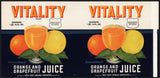 Vintage label VITALITY Orange Grapefruit Juice #5 Dade City Florida unused n-mint