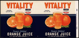 Vintage label VITALITY Orange Juice #1 Dade City Florida new old stock n-mint