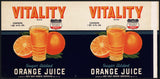 Vintage label VITALITY Orange Juice #2 Dade City Florida new old stock n-mint