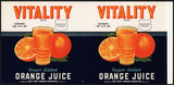 Vintage label VITALITY Orange Juice #3 Dade City Florida new old stock n-mint