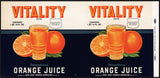 Vintage label VITALITY Orange Juice #5 Dade City Florida new old stock n-mint