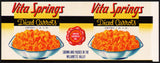 Vintage label VITA SPRINGS Diced Carrots pictured Willamette Valley Salem Oregon