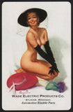 Vintage playing card WADE ELECTRIC nude woman Gil Elvgren art Sturgis Michigan