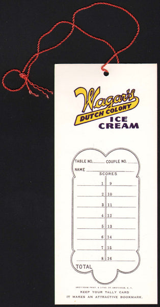 Vintage tally card WAGARS Dutch Colony Ice Cream #1 birds pictured Troy New York