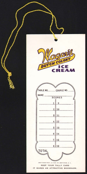 Vintage tally card WAGARS Dutch Colony Ice Cream #2 mountain pictured Troy New York