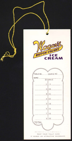 Vintage tally card WAGARS Dutch Colony Ice Cream #3 cross stitch Troy New York