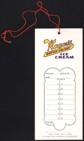 Vintage tally card WAGARS Dutch Colony Ice Cream #4 staircase picture Troy New York