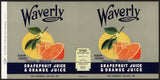 Vintage label WAVERLY Grapefruit Orange Juice #2 Florida new old stock n-mint