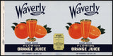 Vintage label WAVERLY Orange Juice #1 Waverly Florida unused new old stock n-mint