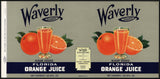 Vintage label WAVERLY Orange Juice #2 Waverly Florida unused new old stock n-mint