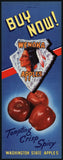 Vintage sign WENOKA APPLES indian and arrowhead pictured Washington State unused