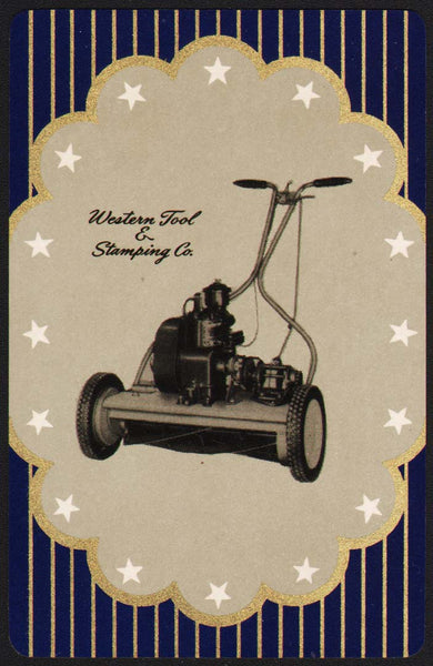 Vintage playing card WESTERN TOOL and STAMPING CO mower pictured Des Moines Iowa