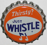 Vintage soda pop bottle cap THIRSTY JUST WHISTLE musical notes new old stock