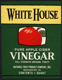 Vintage label WHITE HOUSE Apple Cider Vinegar Quart Winchester Virginia n-mint+