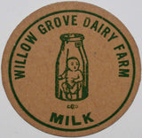 Vintage milk bottle cap WILLOW GROVE DAIRY FARM baby bottle Freehold New Jersey