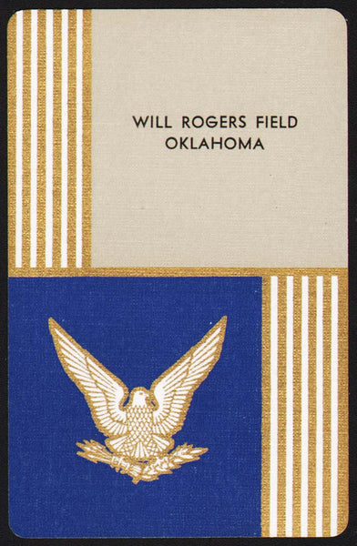 Vintage playing card WILL ROGERS FIELD with a WWII era eagle Oklahoma City Okla