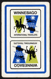 Vintage single playing card WINNEBAGO International Travelers indian logo blue