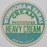 Vintage milk bottle cap WINNISQUAM FARMS Heavy Cream Montpelier Vermont unused