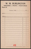 Vintage receipt W M BURLINGTON Groceries Vegetables 1940s Lemoore California