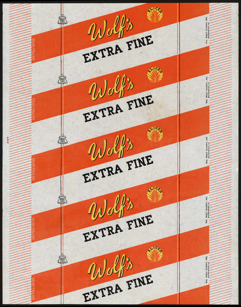 Vintage bread wrapper WOLFS EXTRA FINE dated 1937 Baton Rouge Louisiana n-mint