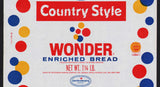 Vintage bread wrapper WONDER COUNTRY STYLE dated 1966 Rye New York new old stock