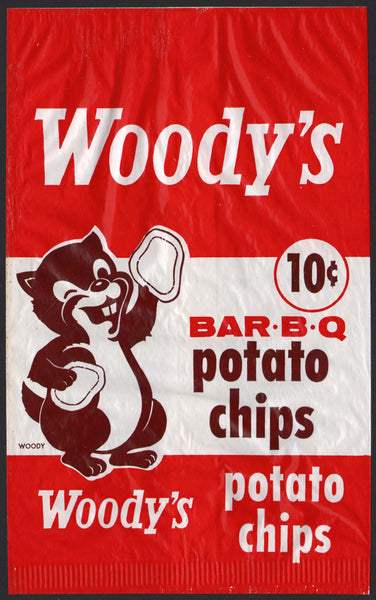 Vintage bag WOODYS POTATO CHIPS squirrel pictured Harrisburg Pennsylvania unused
